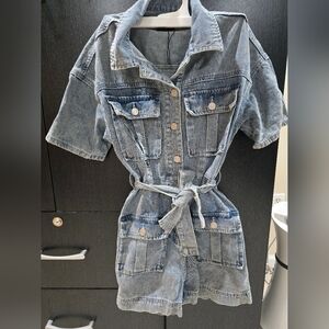 PrettyLittleThing Blue Denim Jumpsuit